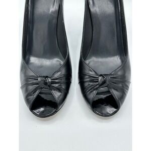 Stuart Weitzman Peep Toe Pump Black Leather 9M